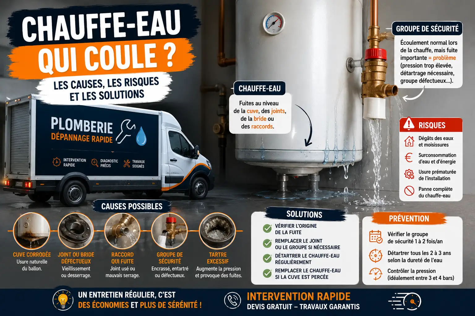 Chauffe-eau qui coule et groupe de sécurité Chauffe-eau qui coule et groupe de sécurité