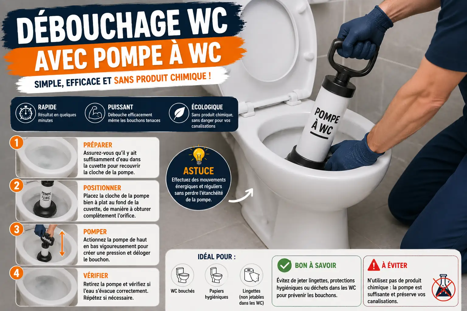 Débouchage de canalisation de WC