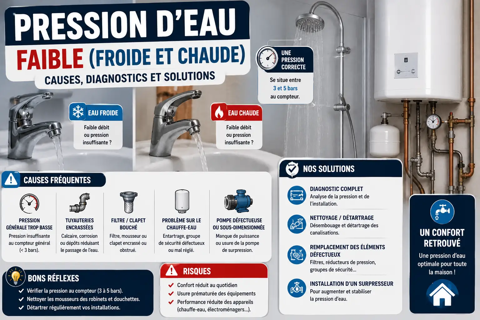 Pression d'eau faible faible pression d'eau