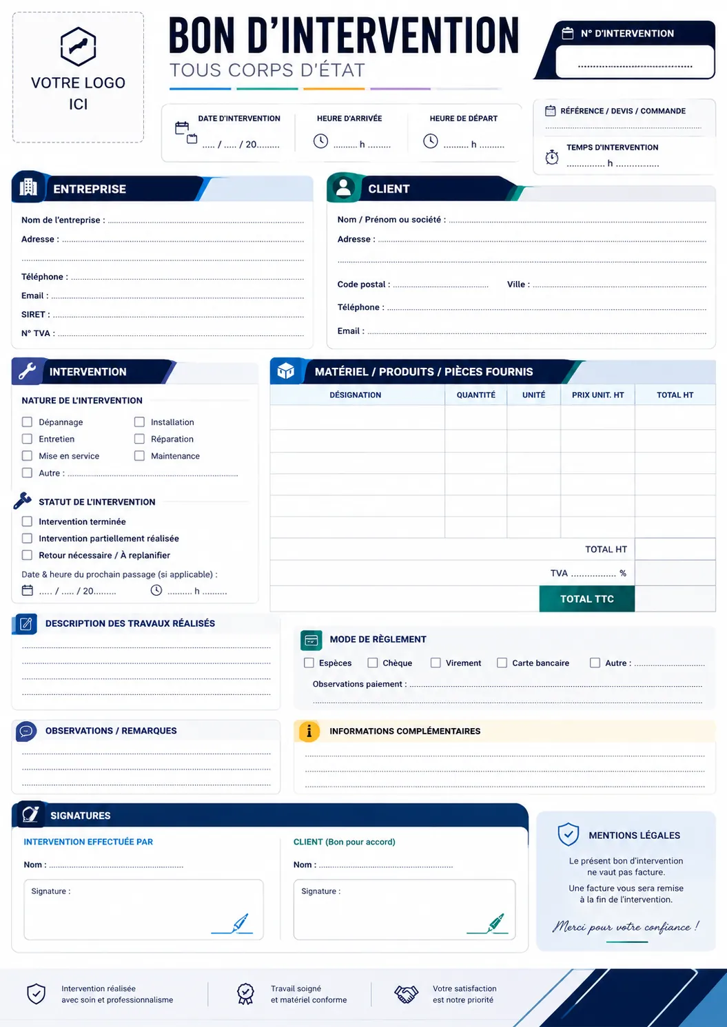 Bon d’intervention tous corps d’état PDF gratuit pour bâtiment services techniques sous-traitants et entreprises multi-services