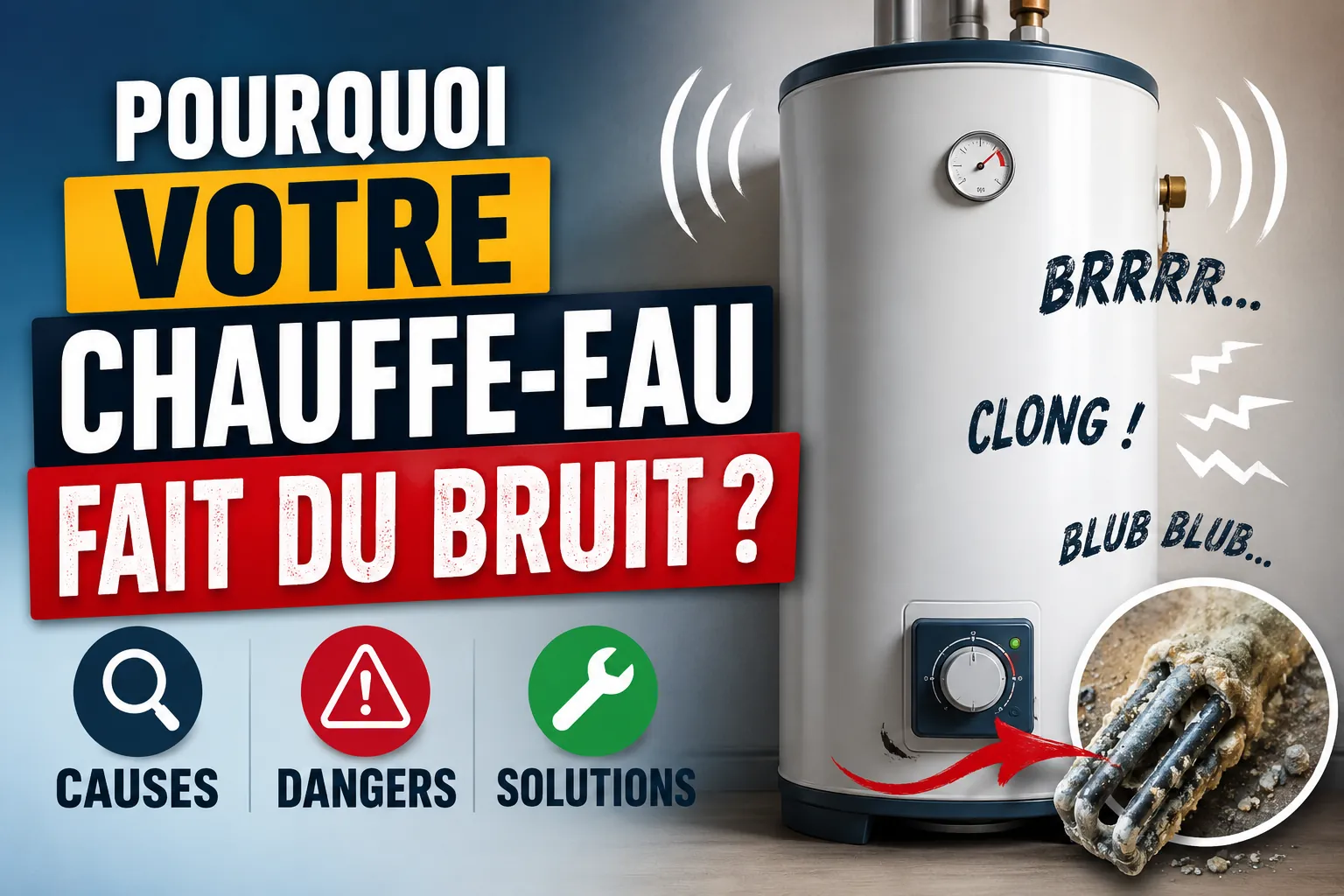 Chauffe-eau qui fait du bruit : diagnostic selon sifflement, claquement, bouillonnement ou vibration