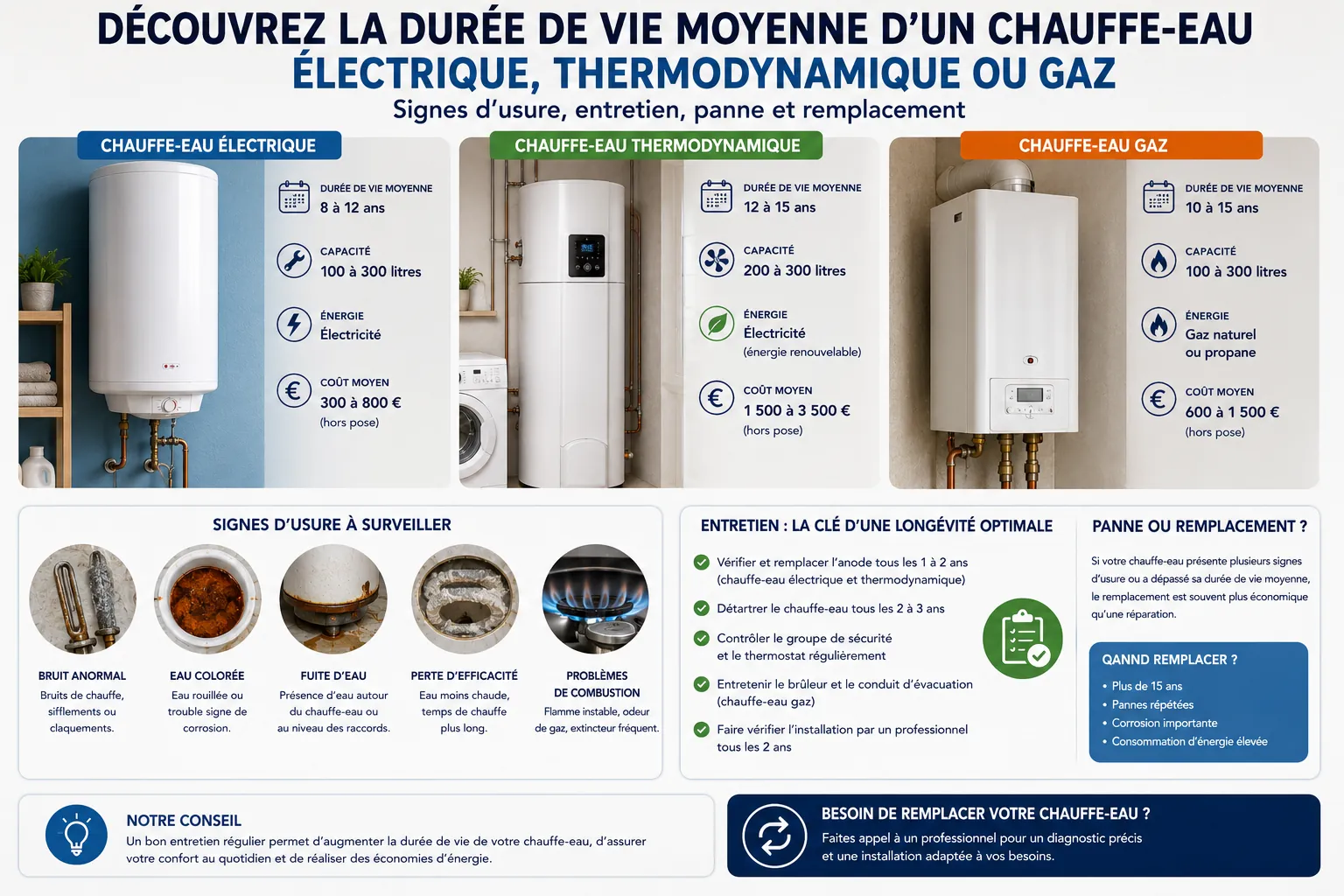 duree-vie-ballon-eau-chaude Durée de vie moyenne d'un chauffe-eau électrique et d'un ballon d'eau chaude